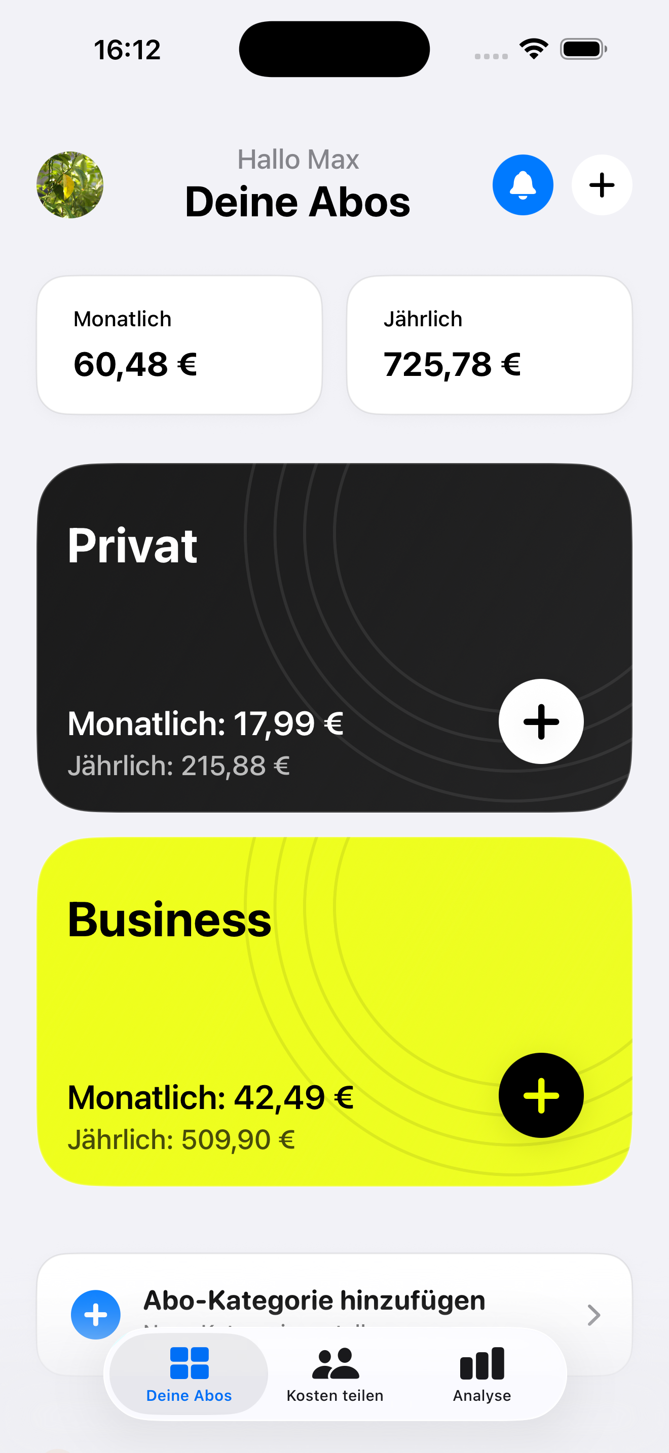 Screenshot Übersicht